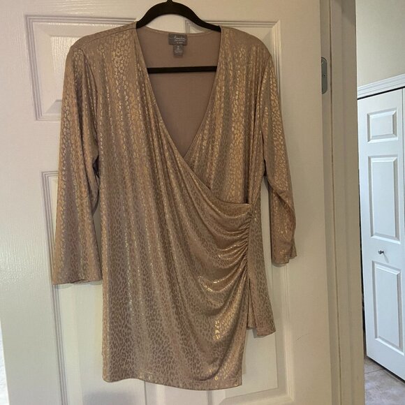 Chico's Travelers Gold Metallic top - 12 / Large / Chico's 2 - Picture 1 of 7